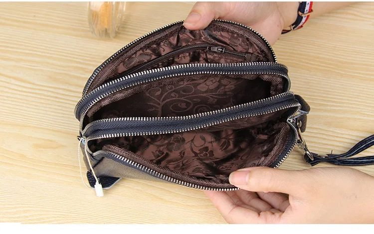 Genuine Leather 3 layers Zipper Lady Clutch - Image 7