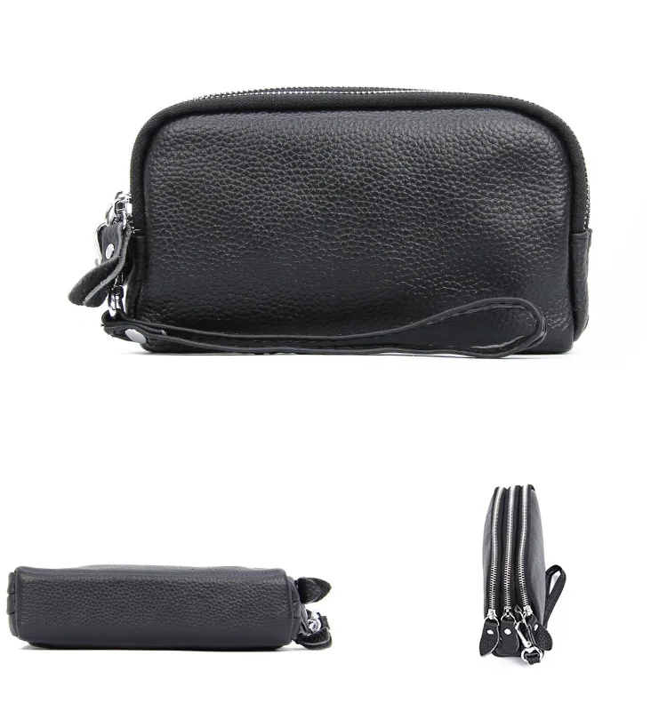 Genuine Leather 3 layers Zipper Lady Clutch - Image 5