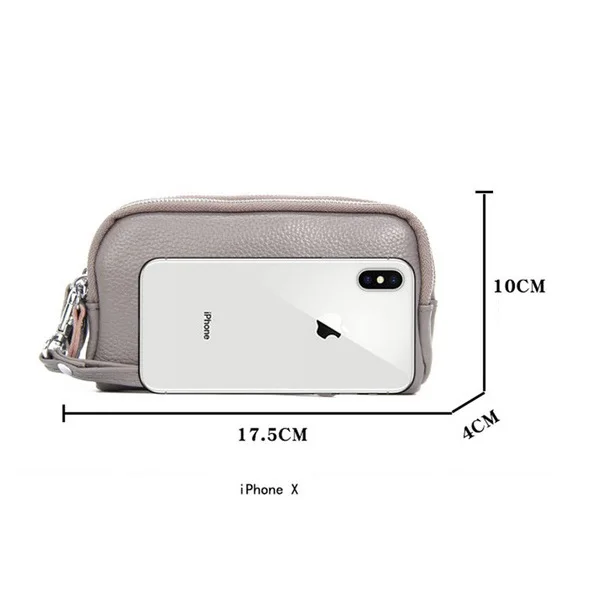 Genuine Leather 3 layers Zipper Lady Clutch - Image 6